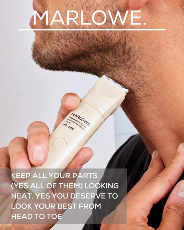 Marlowe. No. 145 Body Hair Trimmer for Men, Desert Sand, Lightweight Waterproof Personal Groomer, Ceramic Blades, Adjustable Comb Lengths & Rechargeable Battery for Head to Toe Male Grooming - Image 6