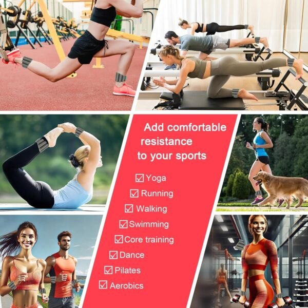 ADLIFE Adjustable Ankle Weights Exercise Weights for Women and Men 2 lbs Wearable Weighted Wrist Bangles, Arm Leg Weight Set (1 lb Each) for Aerobics,Yoga, Running, Home Gym Workout, Strength Training, Pool Exercise - Image 7