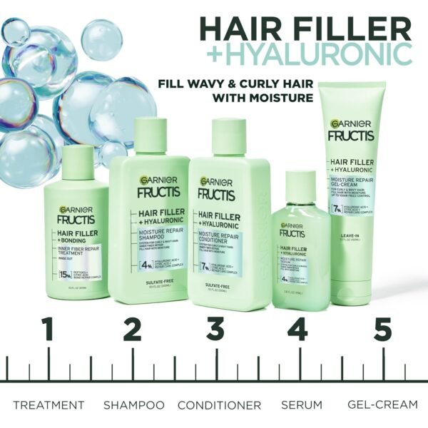 Garnier Fructis Hair Filler Moisture Repair Serum Hair Treatment, Moisturizing Hair Serum for Curly, Wavy Hair with Hyaluronic Acid, 3.75 Fl Oz, 1 Count - Image 6
