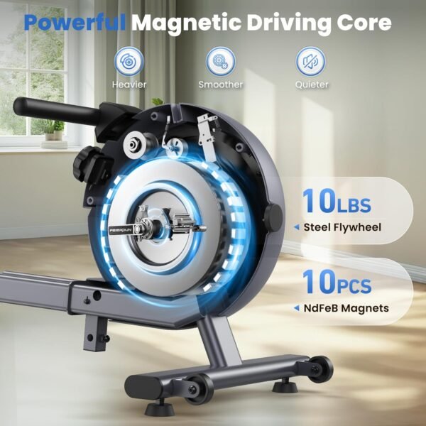FEIERDUN Rowing Machines for Home, Rower Machine with 350LBS Loading Capacity, Magetic Rower with APP, Row Machine with Dual Slide Rail - Image 3
