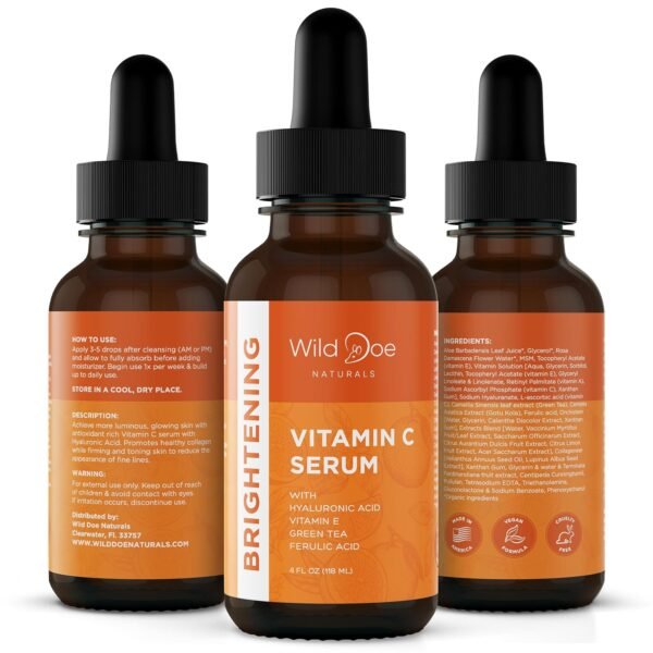 Vitamin C Serum for Face with Hyaluronic Acid - Firming Anti Aging Serum, Pore Minimizer, Acne Scars and Dark Spot Remover for Face - Vitamin C facial serum + Ferulic Acid, Vitamin E, Green Tea -4 oz - Image 10