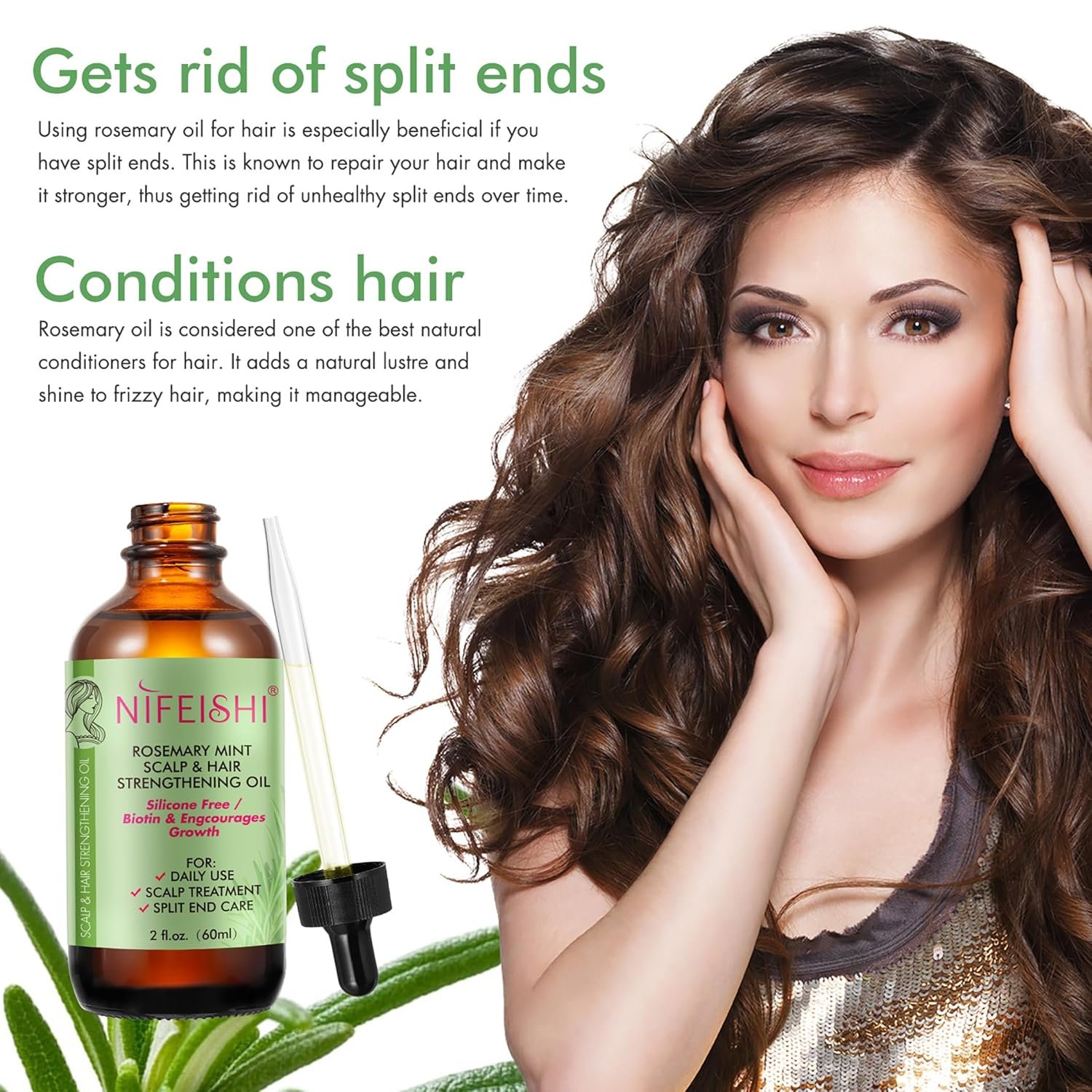 Rosemary Essential Oil for Hair Growth, Hair & Skin Care - Strengthens Hair, Stimulates Growth, 2.02 Fl Oz - Image 4