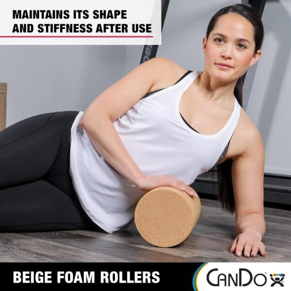 CanDo Beige PE Foam Rollers for Muscle Restoration, Massage Therapy, Sport Recovery and Physical Therapy 6" x 36" Round - Image 6
