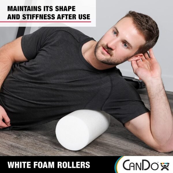CanDo White PE Foam Rollers for Exercise, Finess, Muscle Restoration, Massage Therapy, Sport Recovery and Physical Therapy for Home, Clinics, Professional Therapy Round 6" x 36" - Image 6