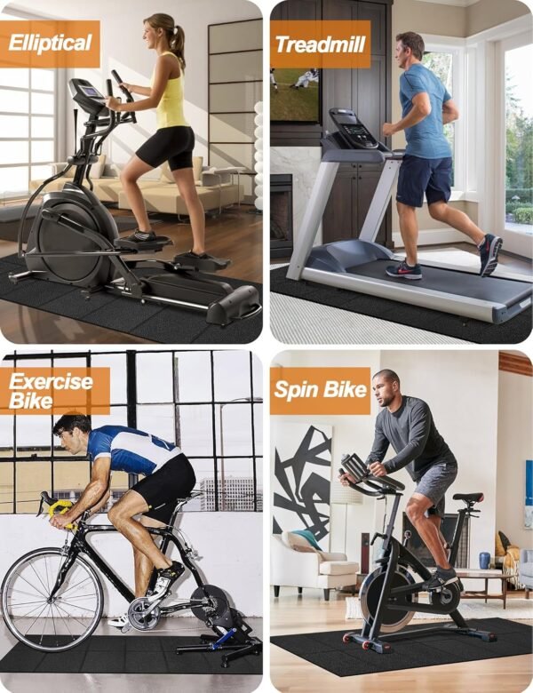 Exercise Equipment Mat 24"x68"/ 30"x60"/ 36"x78"/ 36"x96" Treadmill Mat Exercise Bike Mat for Stationary Spin Bike Trainer Elliptical Gym Workout Fitness Equipment Rower Mat for Hardwood Floors - Image 6