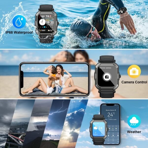 Smart Watch for Men Fitness Tracker: (Make/Answer Call) Bluetooth Military Smartwatch for Android Phones iPhone Waterproof Outdoor Tactical Digital Sport Run Watches Blood Heart Rate Monitor - Image 7