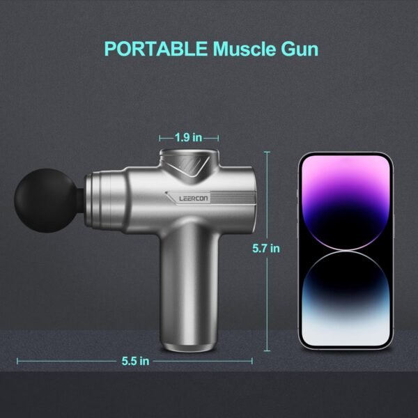 Mini Massage Gun, Deep Tissue Muscle Massage Gun, Small Travel Massage Gun,with 4 Massage Heads 6 Speeds, Office Gifts,Women for Him, Home（Gray） - Image 3