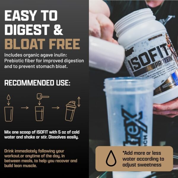 Nutrex Research IsoFit Chocolate Whey Isolate Protein Powder 100% Whey Protein Isolate | Muscle Recovery, Naturally High EAAs | Fast Absorbing, Easy Digestion | (Chocolate Shake 2lbs 30 Servings) - Image 6