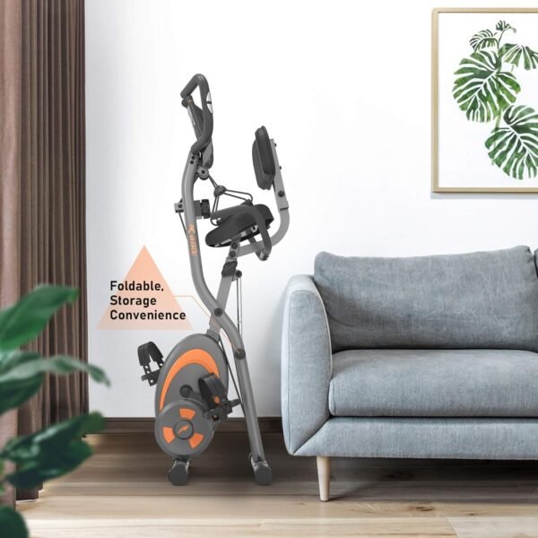 leikefitness Folding Stationary Bike Recumbent Exercise Bike w/Arm Resistance Bands-Pulse Sensor-LCD Monitor and Easy to Assemble Indoor Cycling Bike 2280 - Image 8