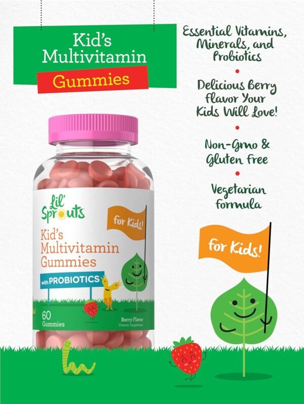 Carlyle Kids Multivitamin Gummies with Probiotics | 60 Chewables | Berry Flavor | Vegetarian, Non-GMO, Gluten Free Children's Supplement | by Lil' Sprouts | Packaging May Vary - Image 5