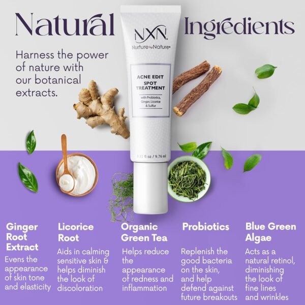 NXN Acne Edit Spot Treatment with Probiotics, Licorice Root, Ginger and Colloidal Sulfur, to rapidly reduce acne blemish size - Image 4