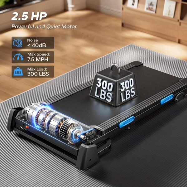 MERACH Foldable Treadmill with Incline, 7.5MPH Quiet Treadmills for Home with Double Deck Technology, 4 Silicone Shock Cushion, Heart Rate Monitoring,16.5" Wider Belt, APP - Image 3