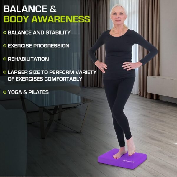 ProsourceFit Exercise Balance Pad – Non-Slip Cushioned Foam Mat & Knee Pad for Fitness and Stability Training, Yoga, Physical Therapy 15.5”x12.75”, Red - Image 6