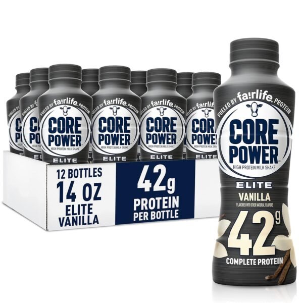 Core Power Elite High Protein Shake, Vanilla, 42g Bottle, 14oz, 12 Pack - Image 2