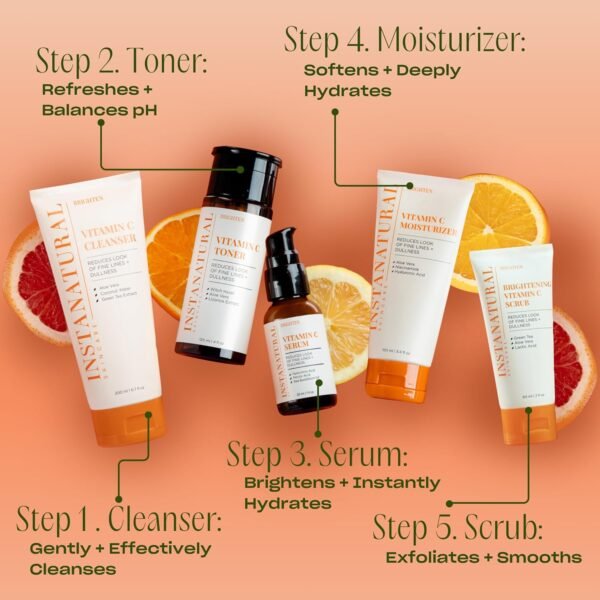 InstaNatural Brightening Vitamin C Face Scrub, Gently Exfoliates and Refines for Smooth Skin, Minimizes Lines + Wrinkles, with Green Tea and Aloe Vera, 2 Fl Oz - Image 7