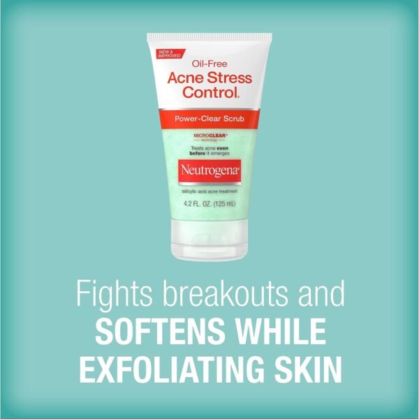 Neutrogena Oil-Free Acne Stress Control Power-Clear Facial Scrub, 2% Salicylic Acid Acne Treatment Medication, Exfoliating Daily Acne Face Scrub for Acne-Prone Skin Care, 4.2 fl. oz - Image 4