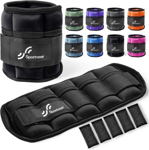 Sportneer Adjustable Ankle Wrist Weights for Men Women Kids, Adjustable Leg & Cuff Weight Straps for Fitness, Walking, Running, Aerobics, Yoga, Gym | 2 lbs for Each Ankle, 1 Pair Total Weight 4 lbs - Image 2