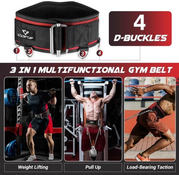 3-in-1 Weighted Pull Up Belt, Weight Lifting Dip Belt with 40.6 IN Chain & Self Locking, Weighted Gym Belt for Pull Up, Squat, Powerlifting & Deadlift, Capacity Up to 350 LBS(Size S) - Image 5