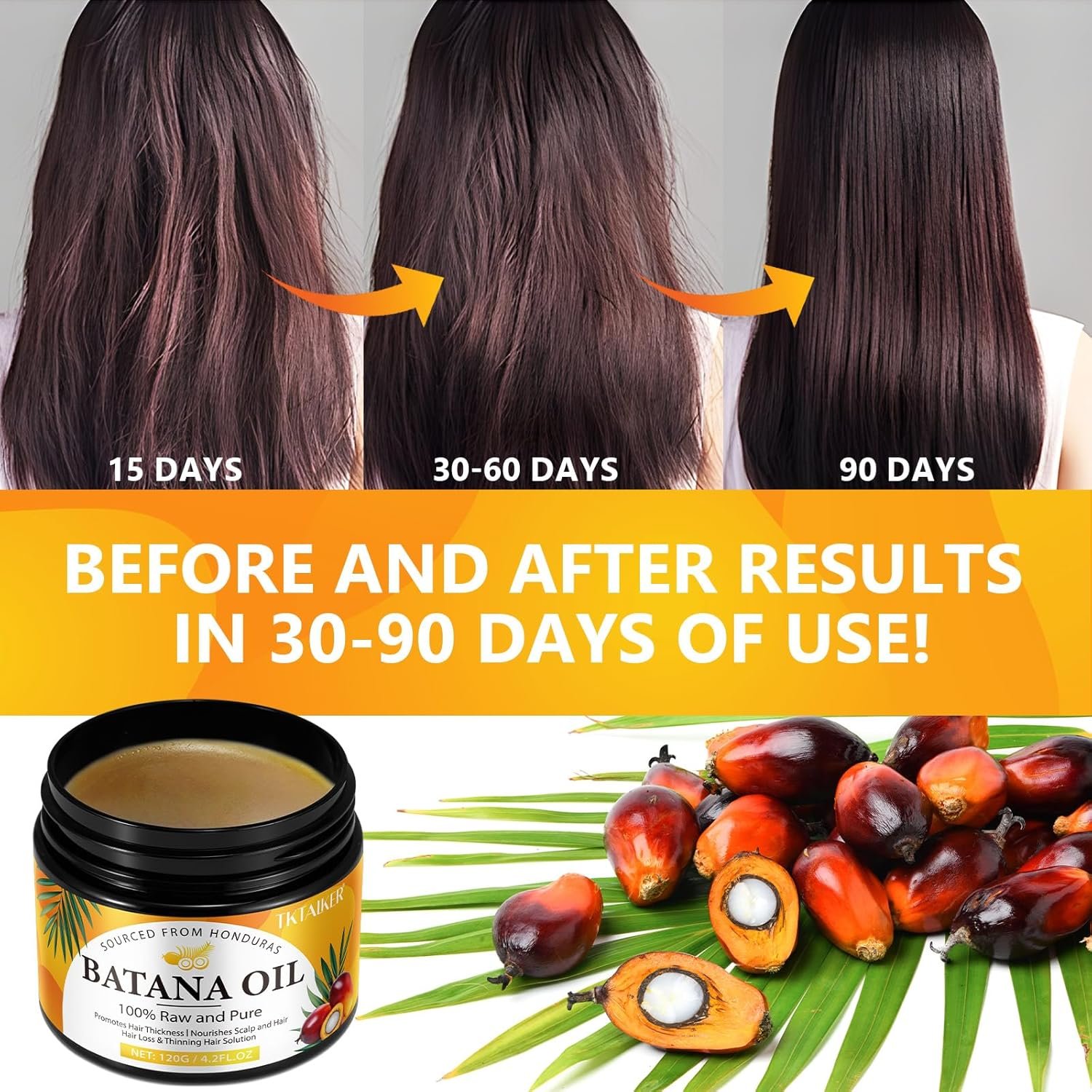 Raw Batana Oil for Hair Growth, 100% Pure Batana Oil, Dr. Sebi Batana Oil from Honduras, Organic, Unrefined, Prevents Hair Loss, Hair Care, Enhances Hair Thickness in Men & Women 4.2 oz - Image 5