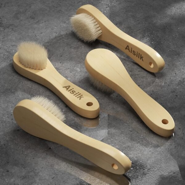Wooden Facial Cleansing Brush Natural Bristles Wood Handle Wash Clean Exfoliate Scrub Cleaning Brushing Exfoliating Exfoliation Skin Care Face Cleanser Brushes 2 Pack Set - Image 9