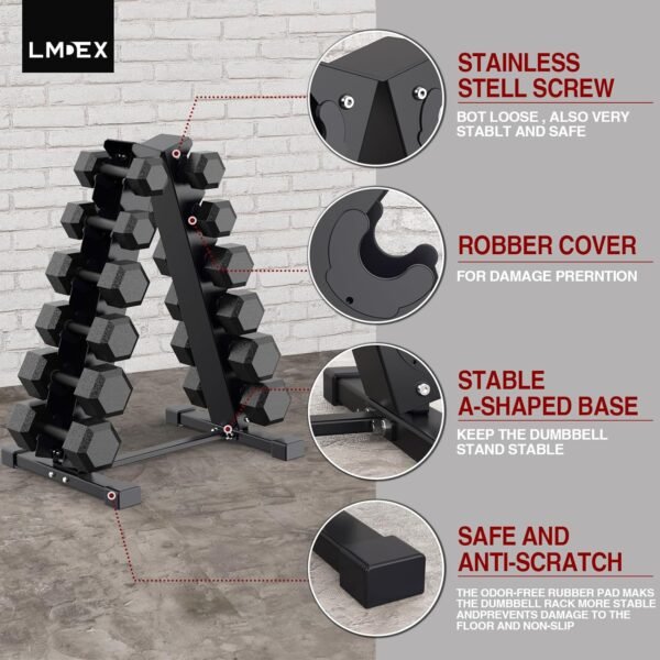 Dumbbell Rack Stand Weight Rack for Dumbbells Compact A-Frame Home Gym（6 tier，800Lbs） - Image 4