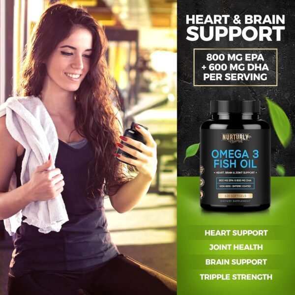 Omega 3 Fish Oil 2000mg, 800mg EPA and 600mg DHA - Enteric Coated and Burpless - Supports Brain, and Heart - Burpless, Non-GMO, 3rd Party Lab Tested and NSF Certified - 120 Softgels - Image 9