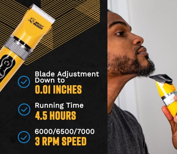 Clipper & Grooming Set for Men, Cordless Hair & Beard Trimmer, Quiet, Titanium Plated, Waterproof, Won’t Get Hot & Blades Stay Sharp, The Cut Buddy - Image 5