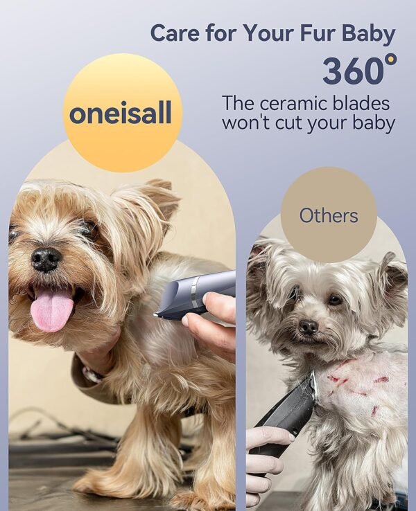 oneisall Small Dog Clippers Grooming Kit, 4 in 1 Quiet Cordless Dog Paw Trimmer & Nail Grinders,IPX7 Waterproof Dog Trimmers for Small Dogs - Image 7