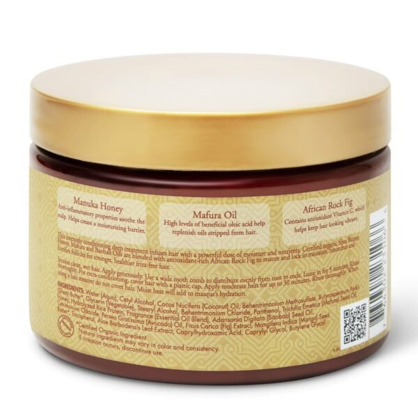SheaMoisture Hair Mask Moisturizer, Manuka Honey & Mafura Oil, Intensive Hydration Hair Masque, Curly Hair Products, Coconut Oil, Organic Shea Butter, African Rock Fig & Baobab Oil (2 Pack-12 Oz Ea) - Image 3
