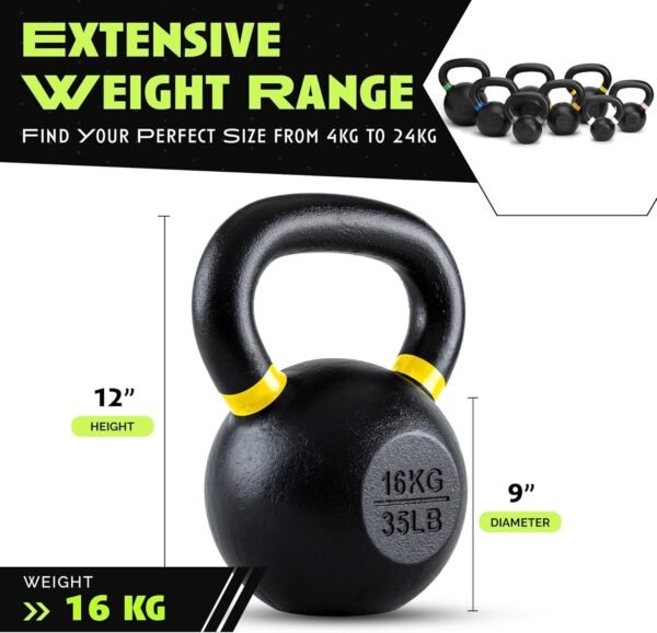 Kettlebells, Single-cast Iron, No-welded Joints, Wide Handle, Strength Training Kettlebells, Cast Iron Kettlebell Set, Powder Coated Kettlebell Weights For Maximum Durability, Men & Women - Image 6