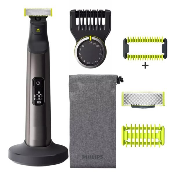 Philips Norelco OneBlade Pro Kit, Hybrid Electric Trimmer and Shaver with Charging Stand and Precision Comb, QP6550 + OneBlade Body Kit, 3 Pieces, QP610 - Image 2