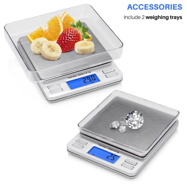 Smart Weigh Digital Pro Pocket Scale 2000g x 0.1 Grams Precise Weighing Professional Weight Food Ounces & Grams Mini Kitchen Jewelry Portable Herb Pocket Scale, Hold and Counting Function Back-Lit LCD - Image 3