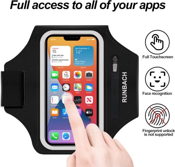 Running Armband for Google Pixel 8/8 Pro/7/7a/7 Pro/6/6a/6 Pro/5/5a/4/4a/4XL/3a/3 XL,Water Resistant Sport Armband with Zipper Slot for Pixel Buds and Car Key (Black) - Image 3