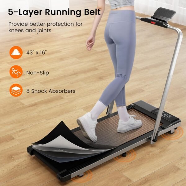 DeerRun Treadmills for Home, 3.5HP Folding Treadmill with Incline, 350 LBS Weight Capacity Home Treadmill, Compact Portable Treadmill for Small Space Walking Jogging Running - Image 5