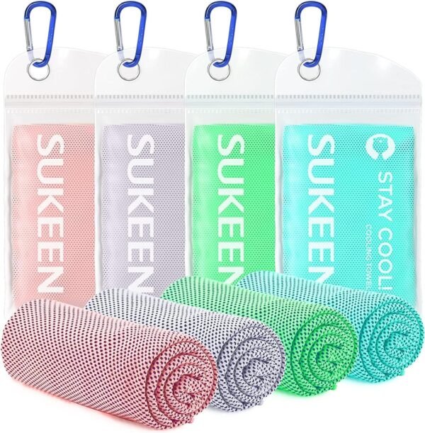 Sukeen 4 Pack Cooling Towel (40"x12") for Sweat, Quick-Drying Neck Cooling Wraps, Soft & Breathable Chilly Sports Towel for Yoga, Sport, Running, Workout, Cooking, Microfiber - Image 2