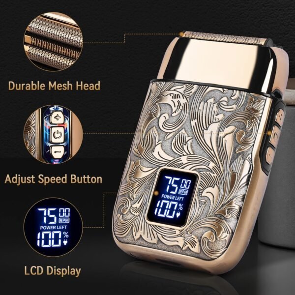 Ufree Close Shave Electric Foil Shavers for Men, 3-Speed Electric Razor and Head Shavers for Bald Men, Face Shaving Beard Trimmer with LCD Display, Gifts for Men - Image 4