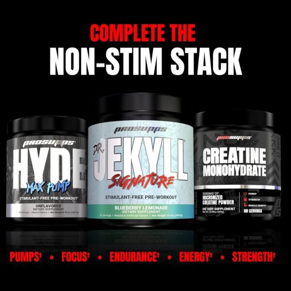 PROSUPPS Dr. Jekyll Signature Pre-Workout Powder, Stimulant & Caffeine Free, Intense Focus, Energy & Pumps, (30 Servings, Blueberry Lemonade) - Image 9