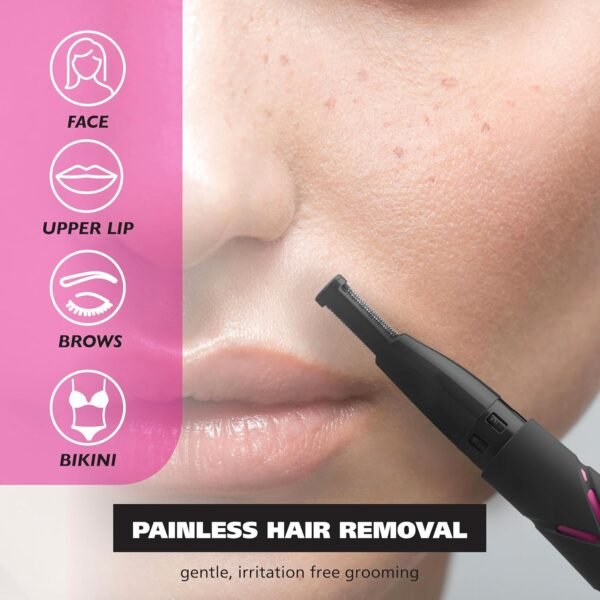 Wahl DualTech® Battery-Powered Hair Trimmer, Face Trimmer for Women Double Sided Detail Trimmer Head, Comfort Grip Body, Facial Hair Remover for Women Model 3026635 - Image 3