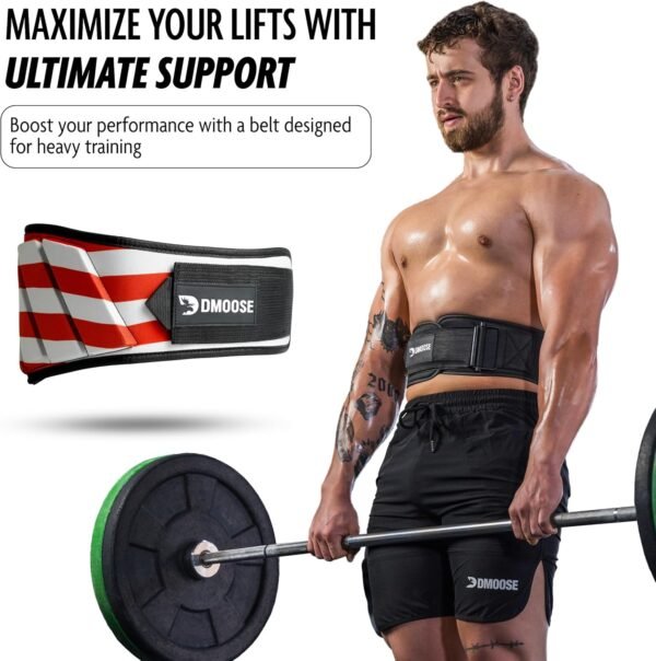 DMoose Fitness Neoprene Weight Lifting Belt - Adjustable 6" Gym Support for Stability & Lumbar Support - Sweat Resistant Weightlifting Belt for Men & Women for Squats, Deadlifts & Bench Presses - Image 3