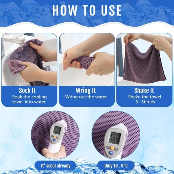 12 Pcs Cooling Towels for Face and Neck 12 x 40 Inch Workout Towels for Gym Fast Drying Hot Weather Gym Towels Sweat Rag Cold Cooling Cloth with 12 Bags for Athletes Sport Yoga Golf (Pink) - Image 5