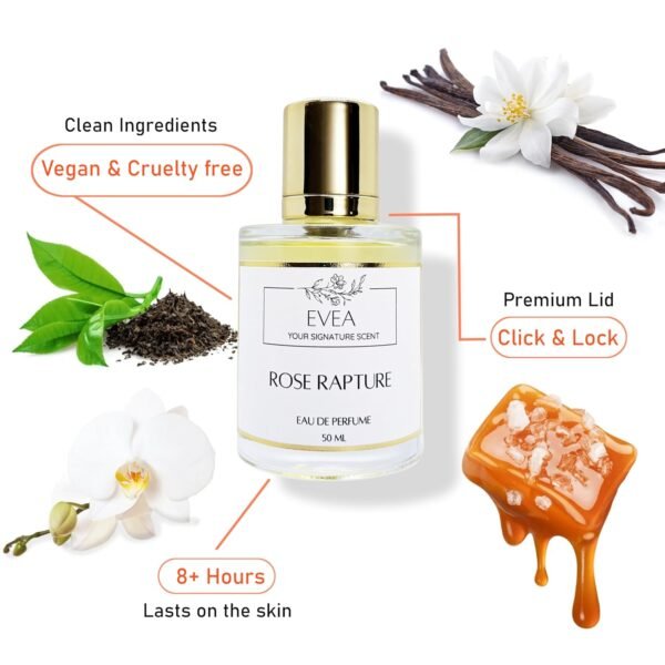 EVEA - Eau de Parfum - Rose Rapture - Inspired by Victor&Rolf's Flowerbomb' - Luxury Floral & Woody Perfume with Peony, Rose, Paraben Free, Vegan Fragrance for Women - 50ml Spray | 1.7 fl. oz - Image 3