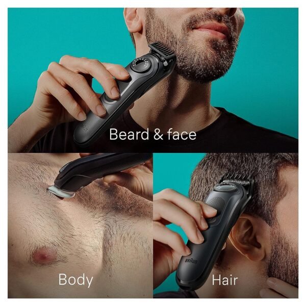Braun All-in-One Style Kit Series 5 5490, 9-in-1 Trimmer for Men with Beard Trimmer, Body Trimmer for Manscaping, Hair Clippers & More, Ultra-Sharp Blade, 40 Length Settings, Waterproof - Image 5