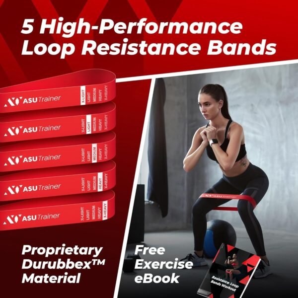 Loop Resistance Bands, 5 Exercise Bands, 5–40 lb, Boosting Workout Equipment Made of Durubbex, Resistance Bands for Working Out, Inner Thigh Exercise Equipment, Fitness & Workout Bands - Image 3