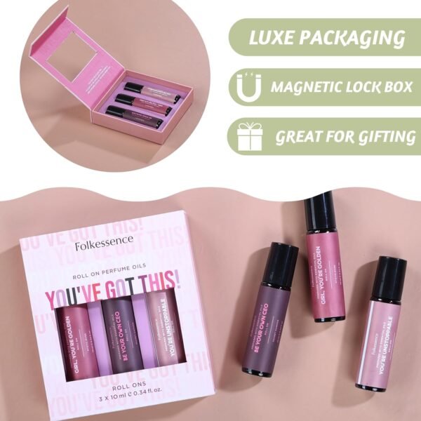 Folkulture Roll On Perfume Set of 3, Essential Oil Roller Blends or Pheromone Perfumes for Women for Fragrance, Fragrance Oil Roll On, Wild Rose, Peony, Fig Tree - You've Got This - Image 9