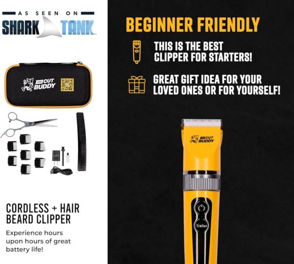 Clipper & Grooming Set for Men, Cordless Hair & Beard Trimmer, Quiet, Titanium Plated, Waterproof, Won’t Get Hot & Blades Stay Sharp, The Cut Buddy - Image 7