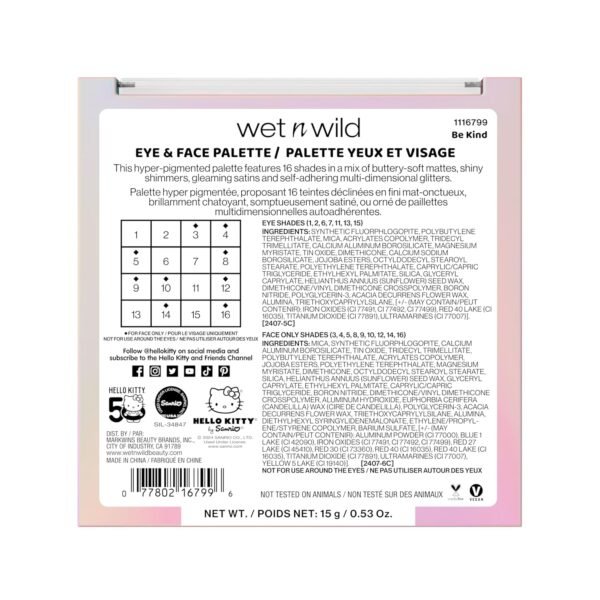 wet n wild Hello Kitty Eye & Face Palette, 2 Bold Richly Pigmented Palettes, Multi-Functional Buildable and Blendable Formula, Cruelty-Free & Vegan - Be Kind - Image 8
