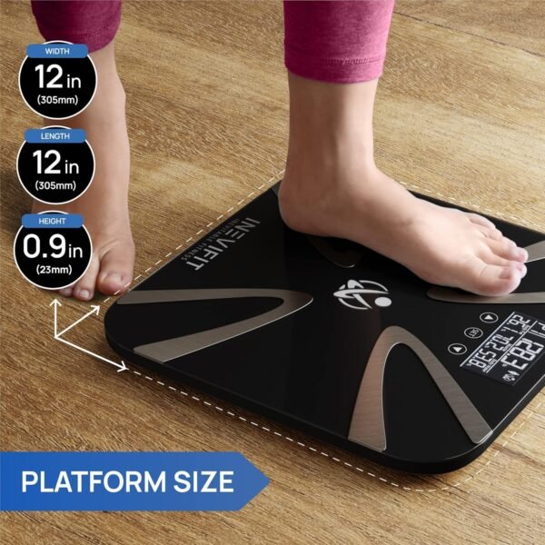 INEVIFIT Body Fat Scale, Highly Accurate Digital Bathroom Body Composition Analyzer, Measures Weight, Body Fat, Water, Muscle, BMI, Visceral levels & Bone Mass for 10 Users. includes Batteries. - Image 5