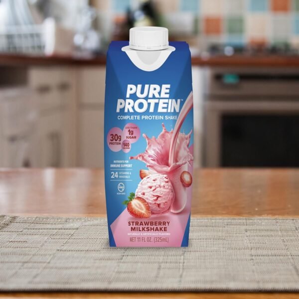 Pure Protein Strawberry Protein Shake, 30g Complete Protein, Ready to Drink and Keto-Friendly, Vitamins A, C, D, and E plus Zinc to Support Immune Health, 11oz Bottles, 12 Pack - Image 7