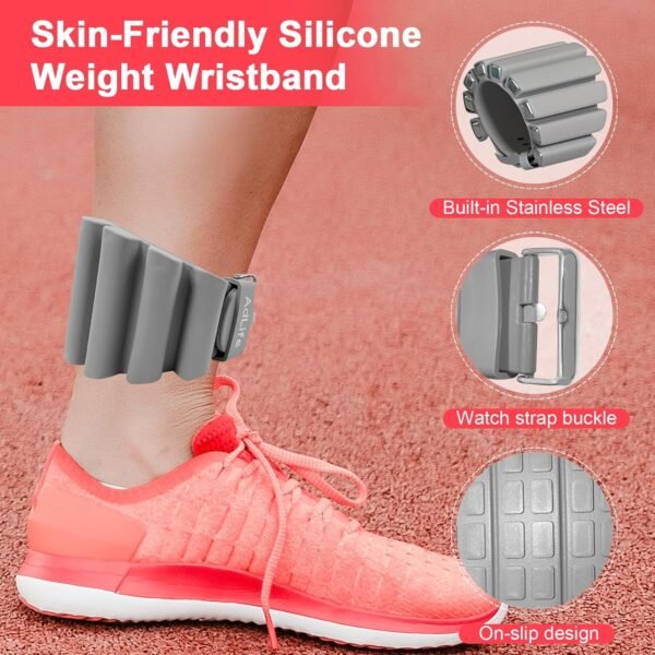 ADLIFE Adjustable Ankle Weights Exercise Weights for Women and Men 2 lbs Wearable Weighted Wrist Bangles, Arm Leg Weight Set (1 lb Each) for Aerobics,Yoga, Running, Home Gym Workout, Strength Training, Pool Exercise - Image 4