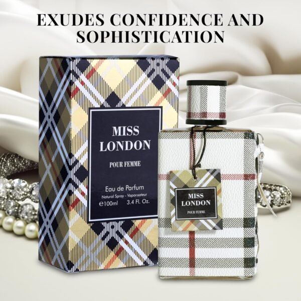Miss London for Women Eau De Parfum - Honeysuckle, Rose, Jasmine, Peony - Elegant Blends with Floral, Citrus & Woody Note - Fresh & Feminine Scent - 100ml Bottle for Daily Wear & Special Occasions - Image 5
